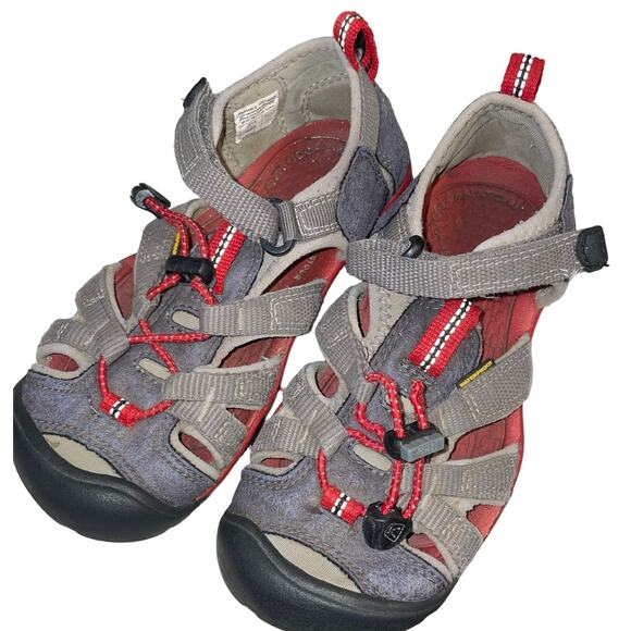 Keen Kid Sz 12 Sandals Seacamp II CNX Water Hook Loop Magnet Racing Red 1014123 - Picture 2 of 15